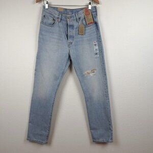 Levi's 501 Jeans Women's Size 29x30 Blue Denim 150th Anniversary Floral Patch .